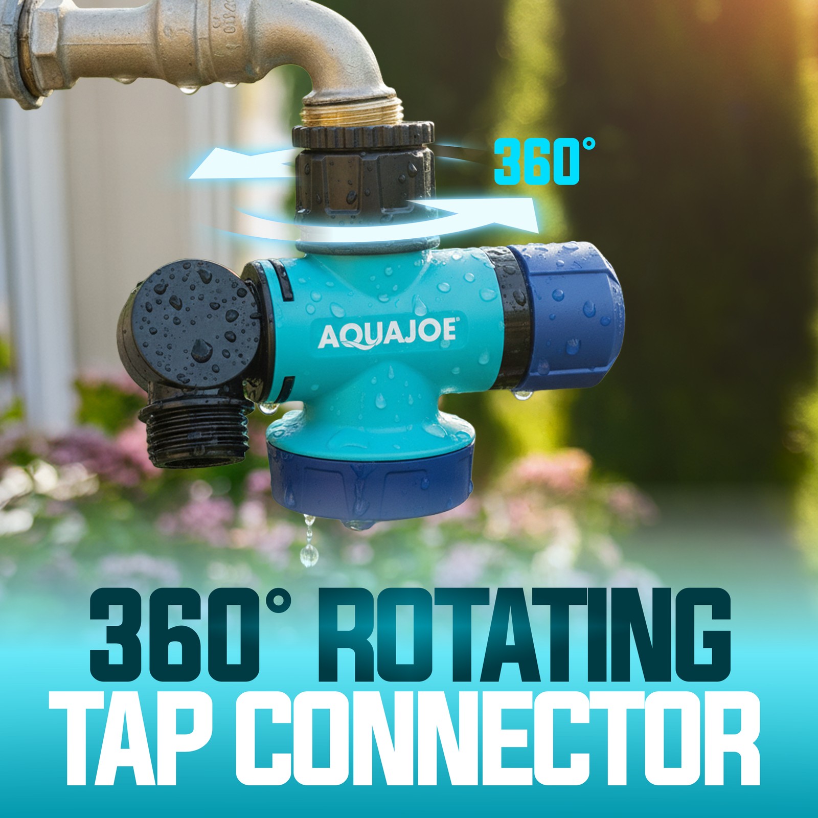 Aqua Joe 3 Pack Multi-Function Garden Hose Faucet Connector, 3/4″ Spigot Adapter