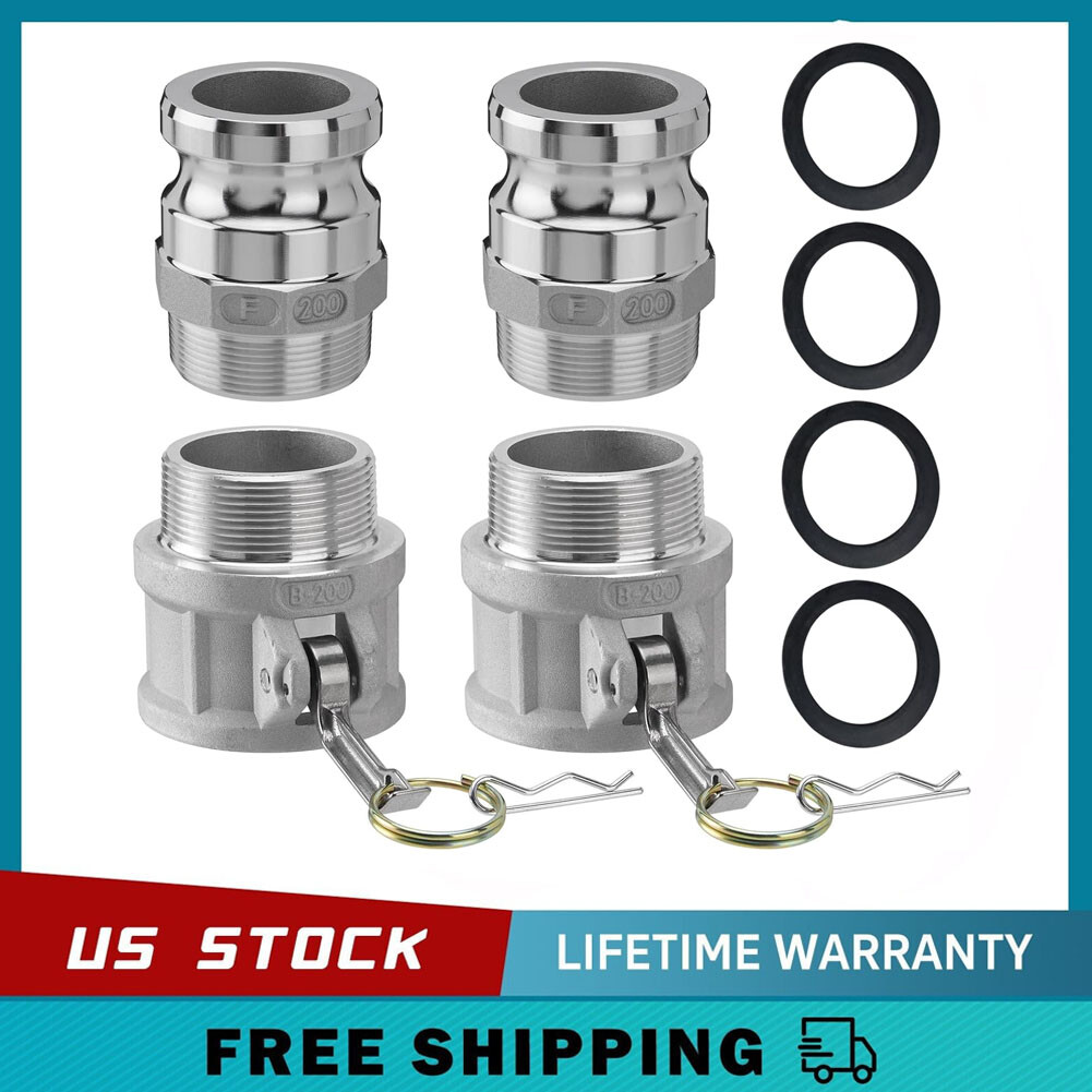 2 Pack Aluminum Camlock Fittings Type B & Type F Cam and Groove Hose Fittings