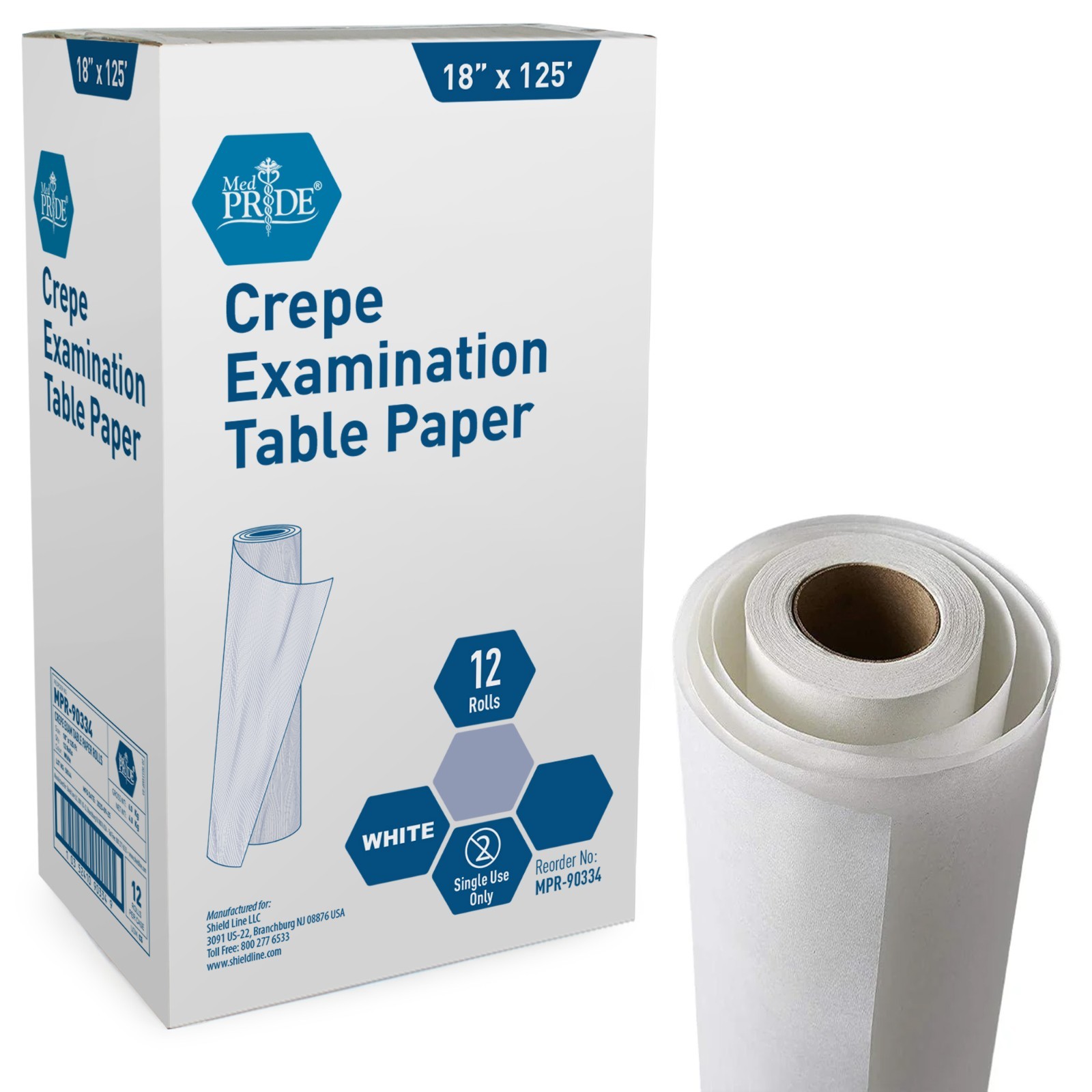 MED PRIDE Crepe Exam Table Paper 12 Rolls – 18″ & 21″ Strong Medical Sheets