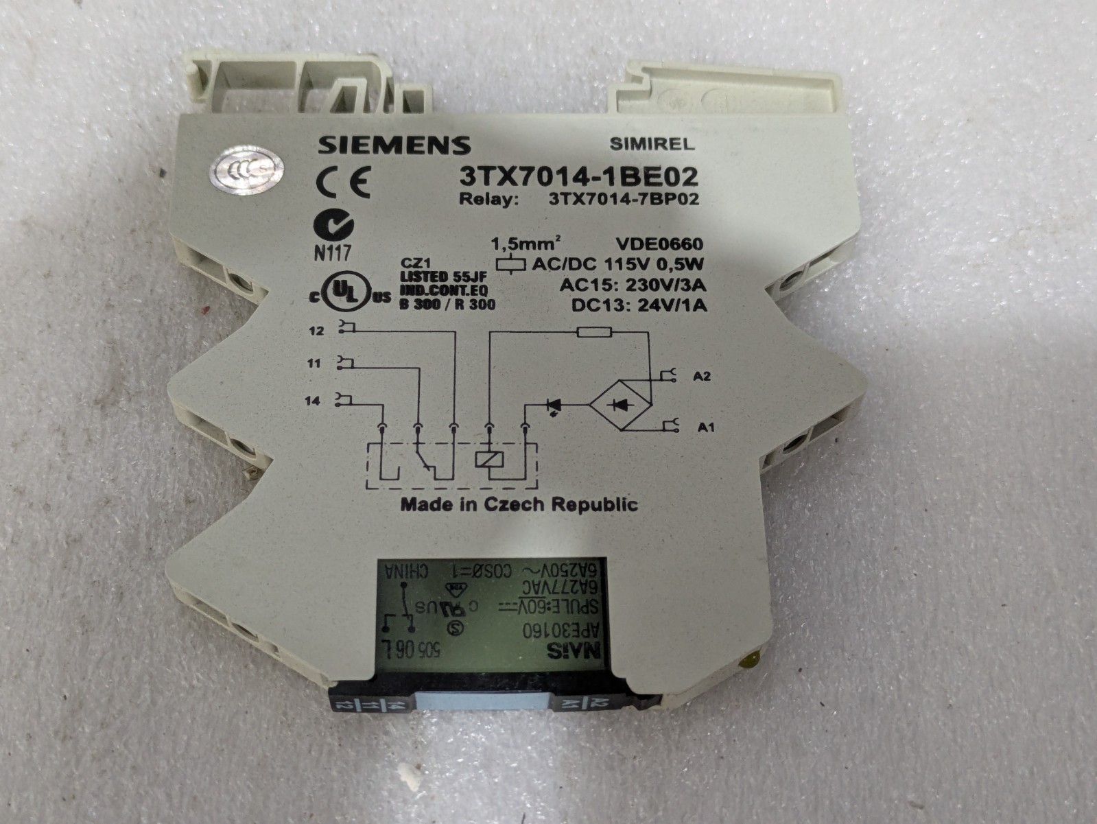 SIEMENS 3TX7014-1BE02 RELAY AC/DC 115V 230V/3A 24V/1A (BOX OF 3)