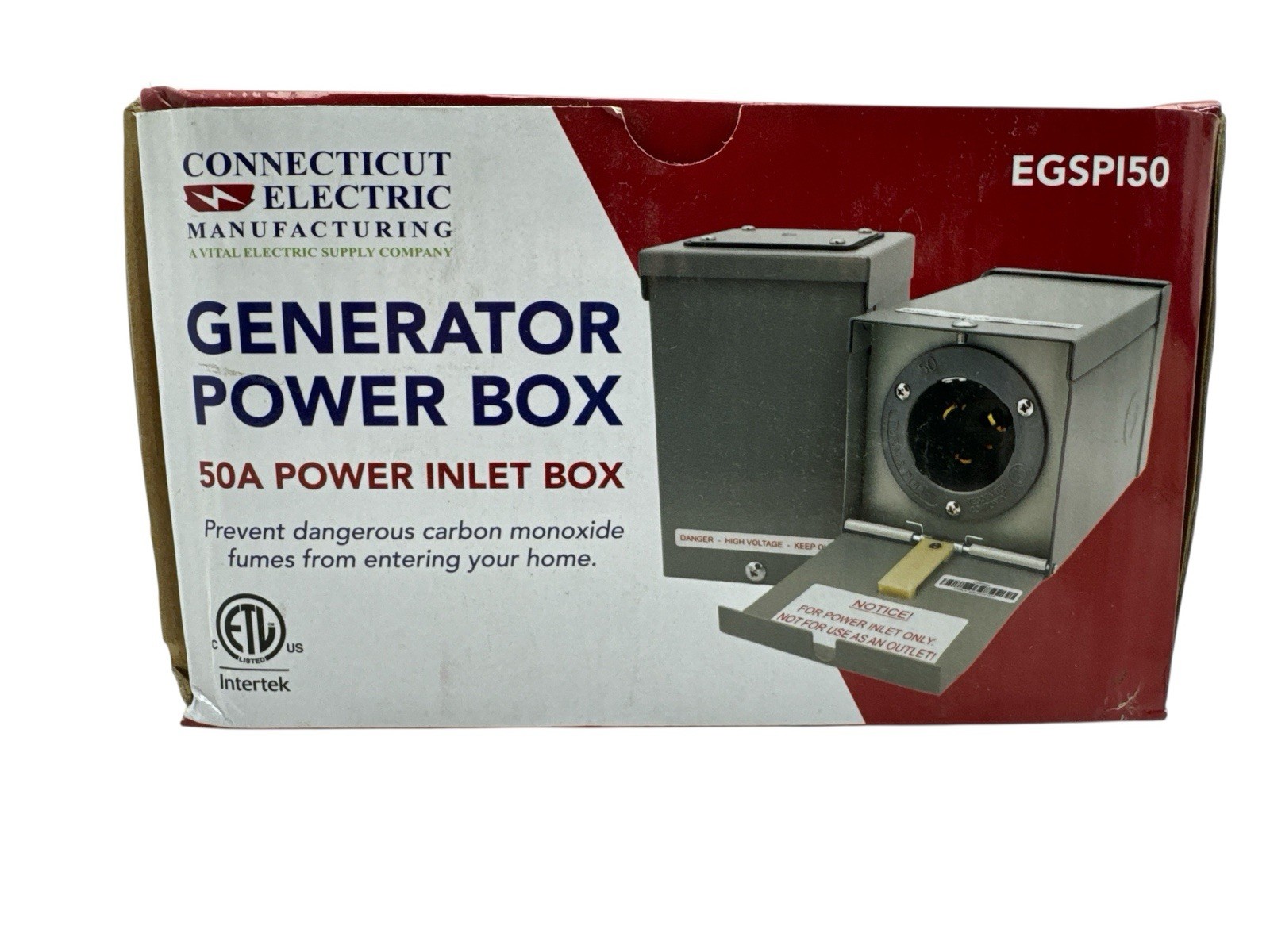 Connecticut Electric 50A Generator Power Inlet Box with Cover EGSPI50 (OB)