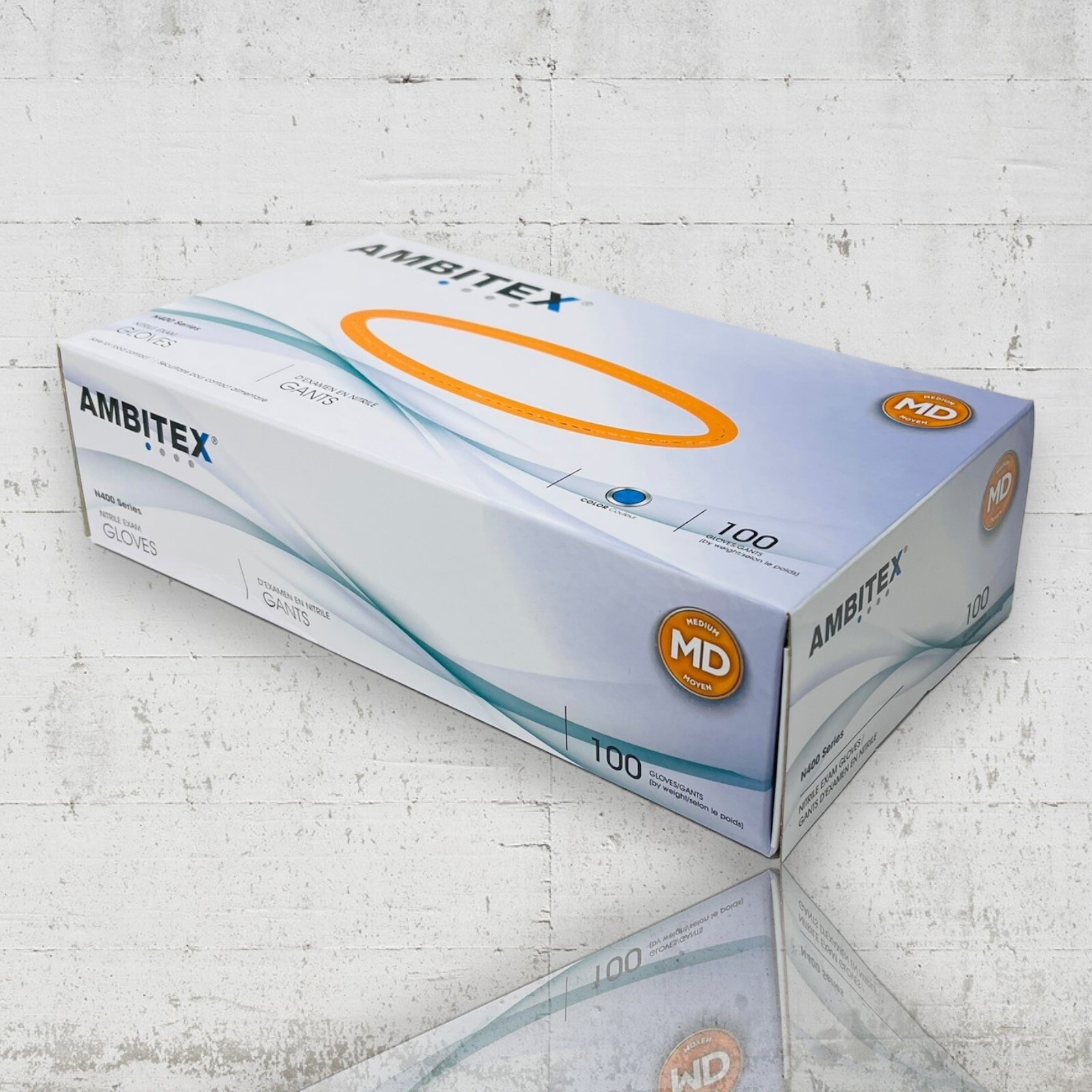 Ambitex MEDIUM Powder Free Blue Nitrile Gloves 1 box = 100 gloves NMD400
