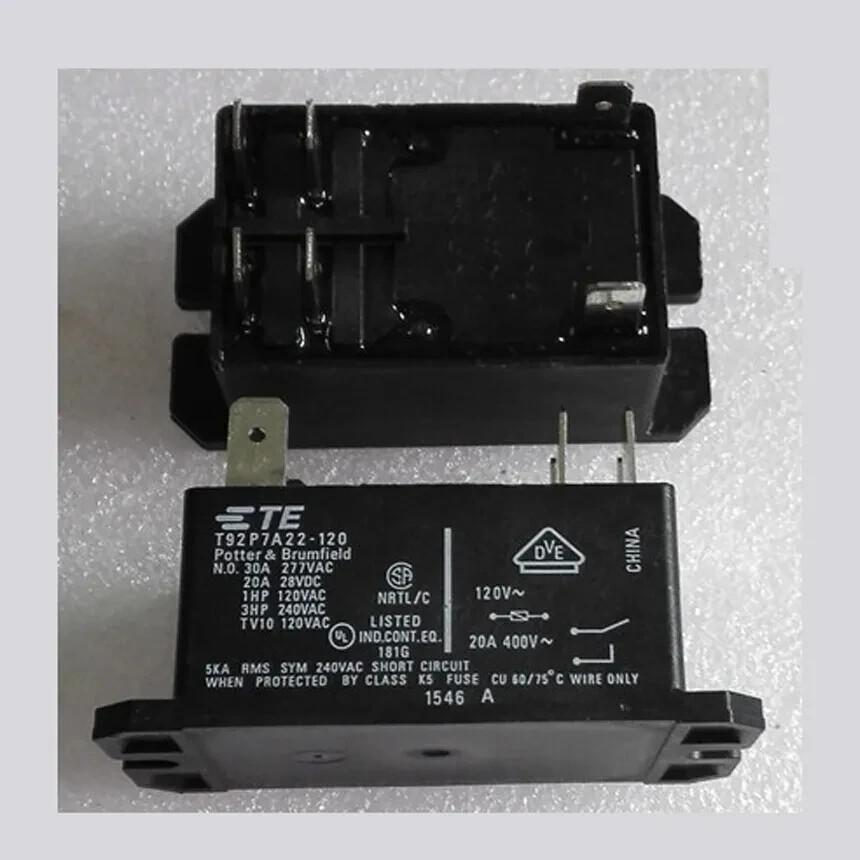 T92P7A22-120 120VAC Tyco Power Relay DPST-NO 30A 6 Pins