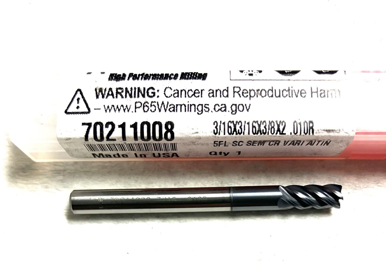 5PC Accupro 70211008 3/16″ 5FL Corner Radius End Mill .01R Solid Carbide AlTiN