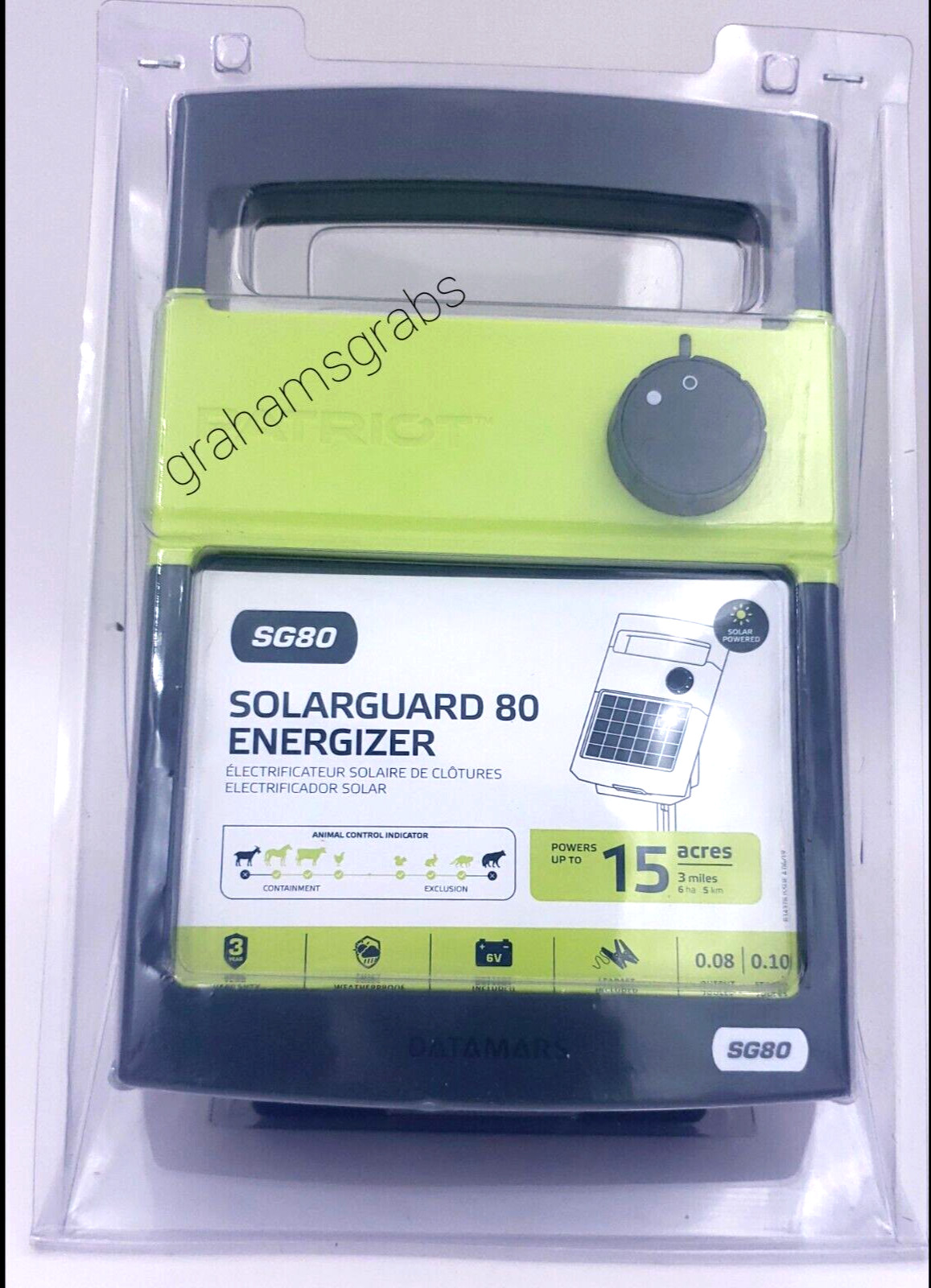 PATRIOT SOLARGUARD 80 SG80 PORTABLE SOLAR FENCE ENERGIZER 15 ACRES 3 MILES NEW