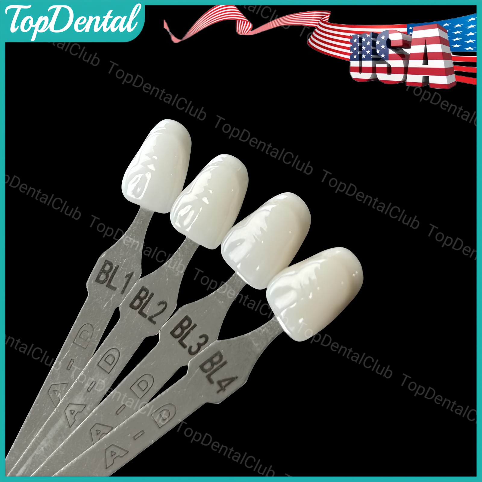 USA Dental Bleach Shade Guide BL1/2/3/4 4Colors Bleached Chart Teeth Based Vita