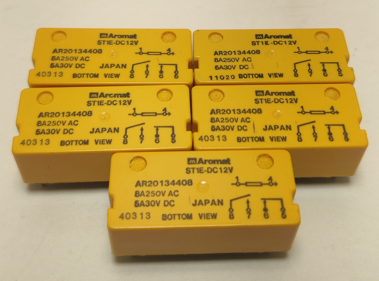 Aromat Matsushita Relay, ST1E-DC12V, NOS, Panasonic, 8A 250VAC, 5A 30VDC, LOT