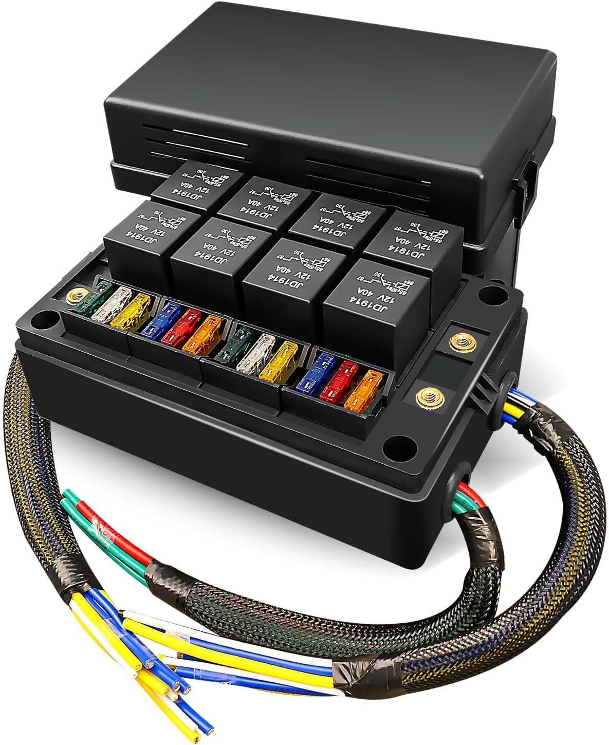 Durable Nylon 12V Relay Fuse Block – Easy Install for Automotive & Marine Use