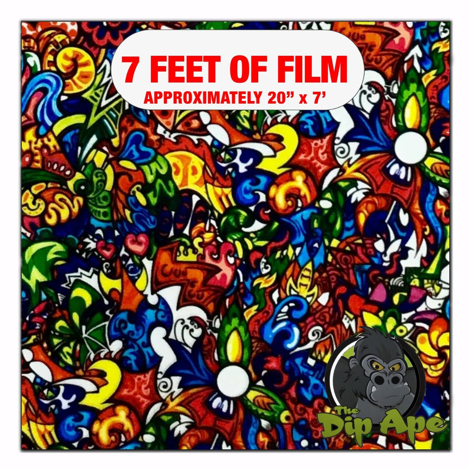 Hydrographic film Color Fusion Sticker Bomb hydro dipping 7′ x 20″ hydro dip