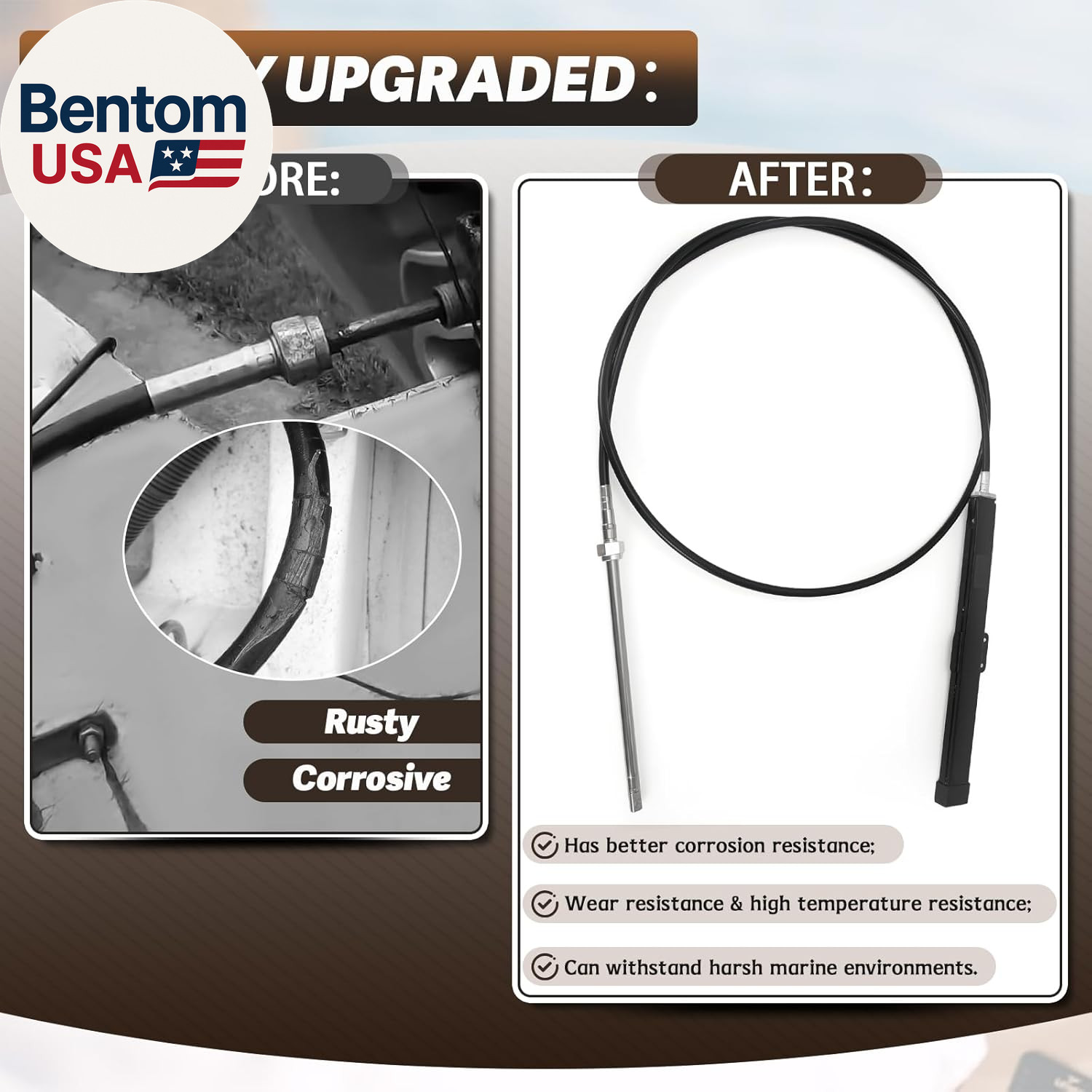 12FT 14FT 15FT 18FT 19FT Mechanical Rack & Pinion Steering Cable SSC134XX, Back