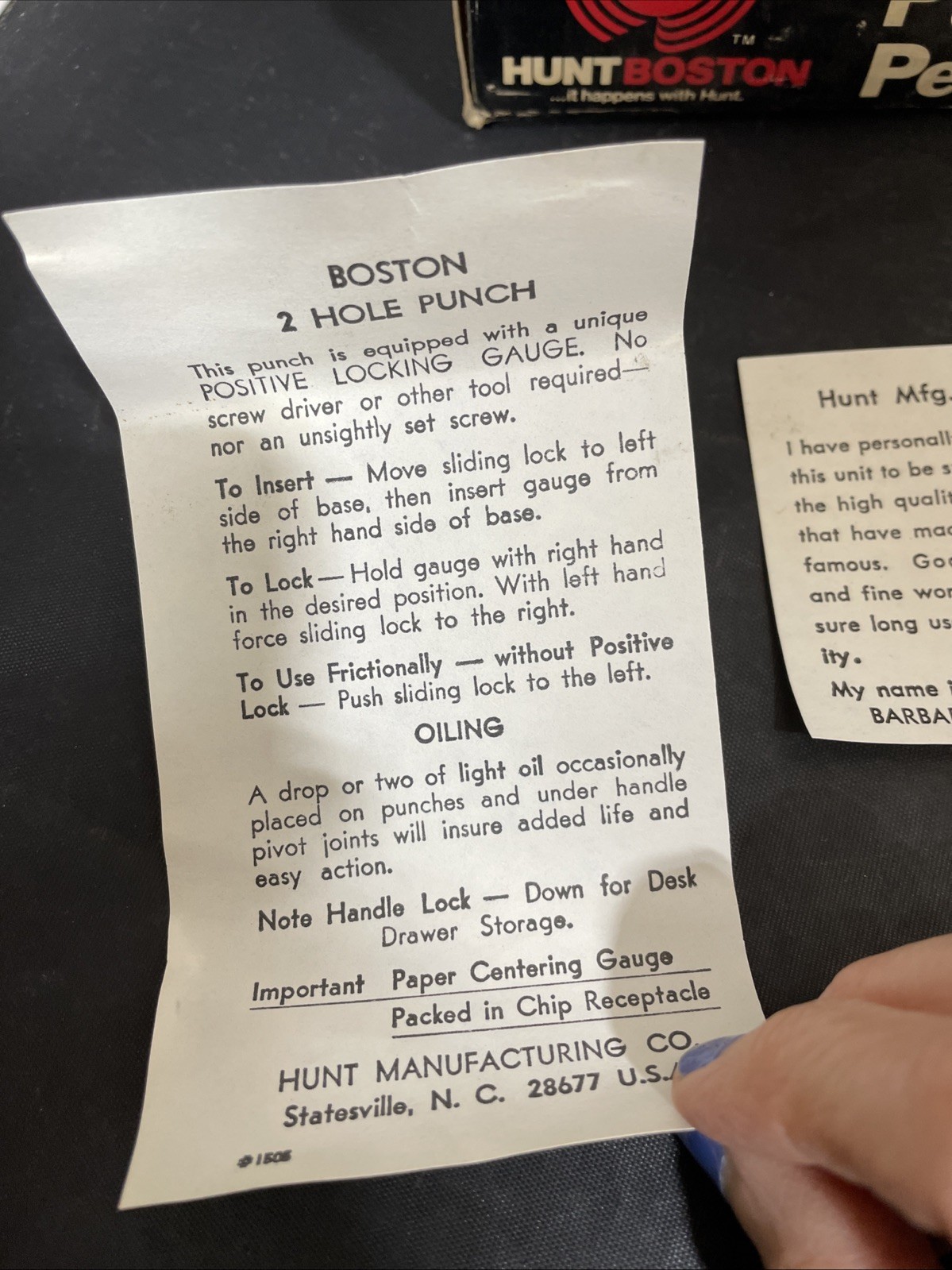 Hunt Boston 1505 Two Hole Punch Perforator VTG – Pre-Owned
