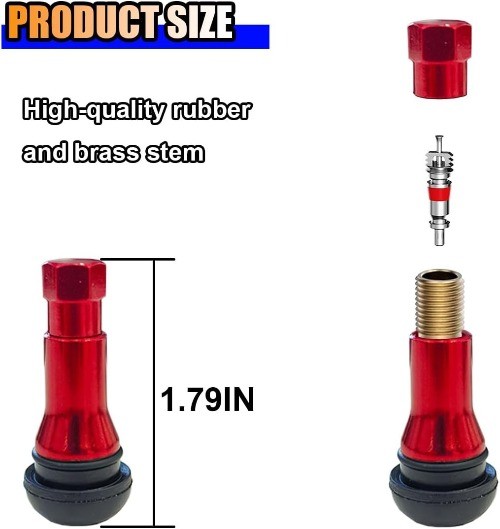 5PCS Car Tire Valve Stems, Aluminium Alloy Snap-in Tire Valve Stem, Color: Red