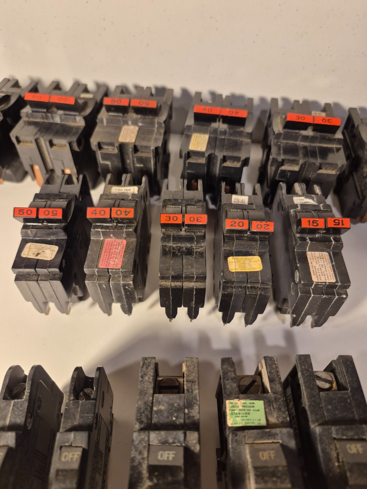 Federal Pacific FPE Breakers Multiple Amps Select From Menu