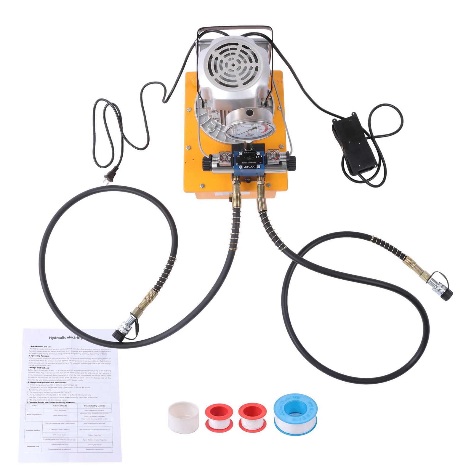 Electric Hydraulic Pump 10000 PSI Double Acting 8L Solenoid Valve 110V
