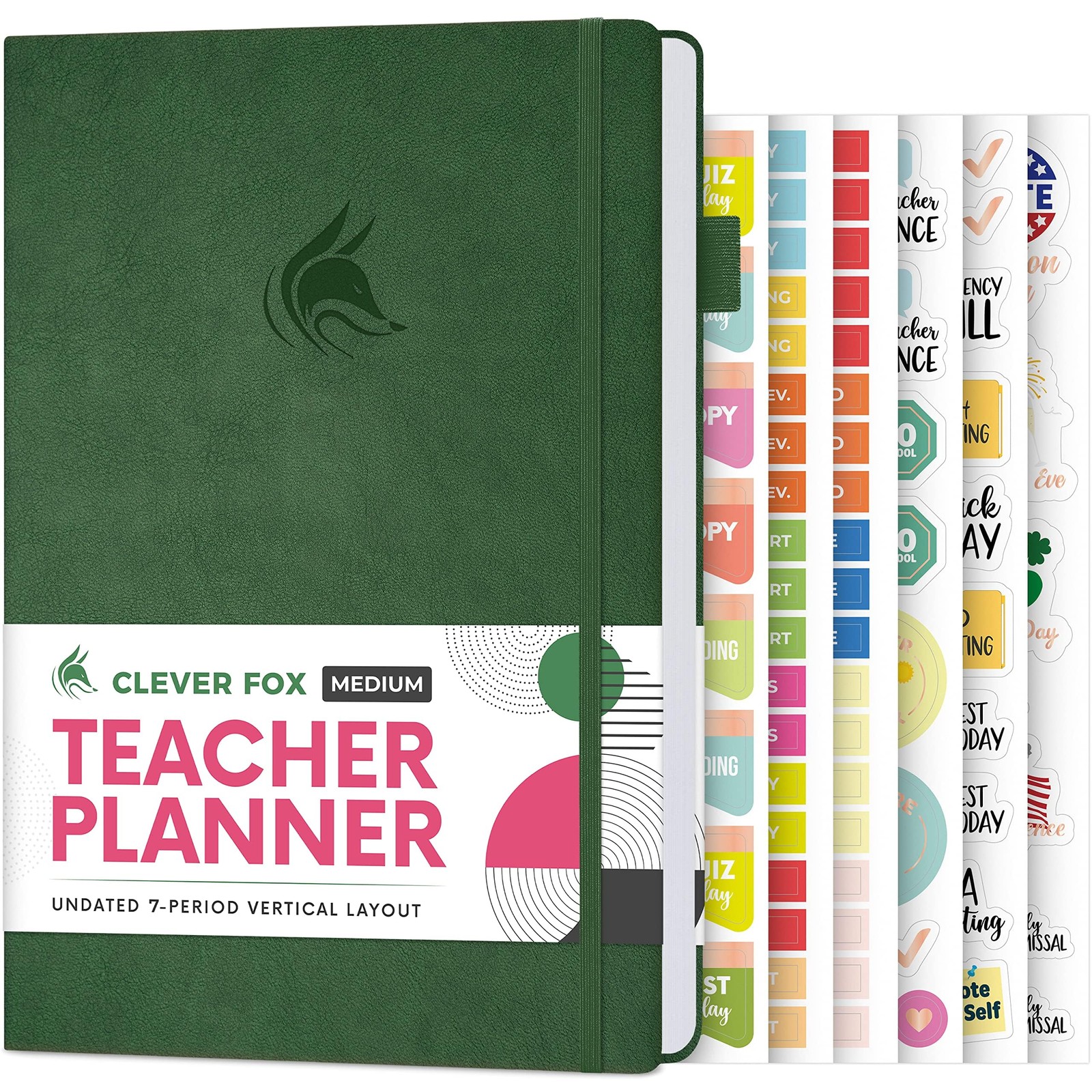 Clever Fox Teacher Planner – School Year A5 (5.8» x 8.3»), Dark Green