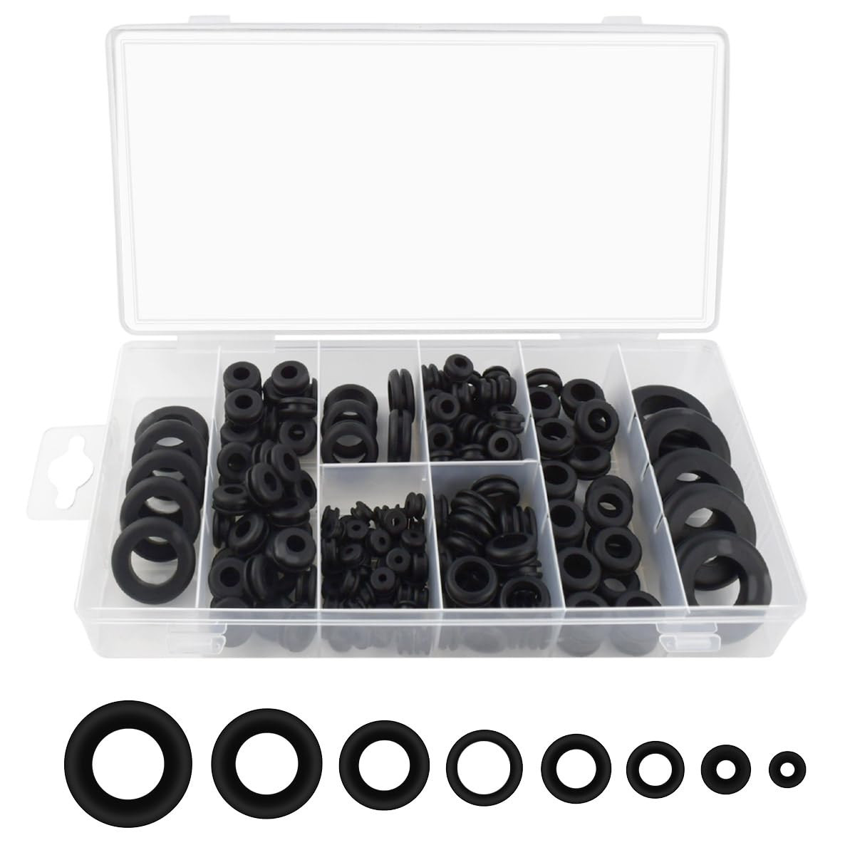 180-Piece Assorted Rubber Grommet Kit for Automotive Wiring and Plugs