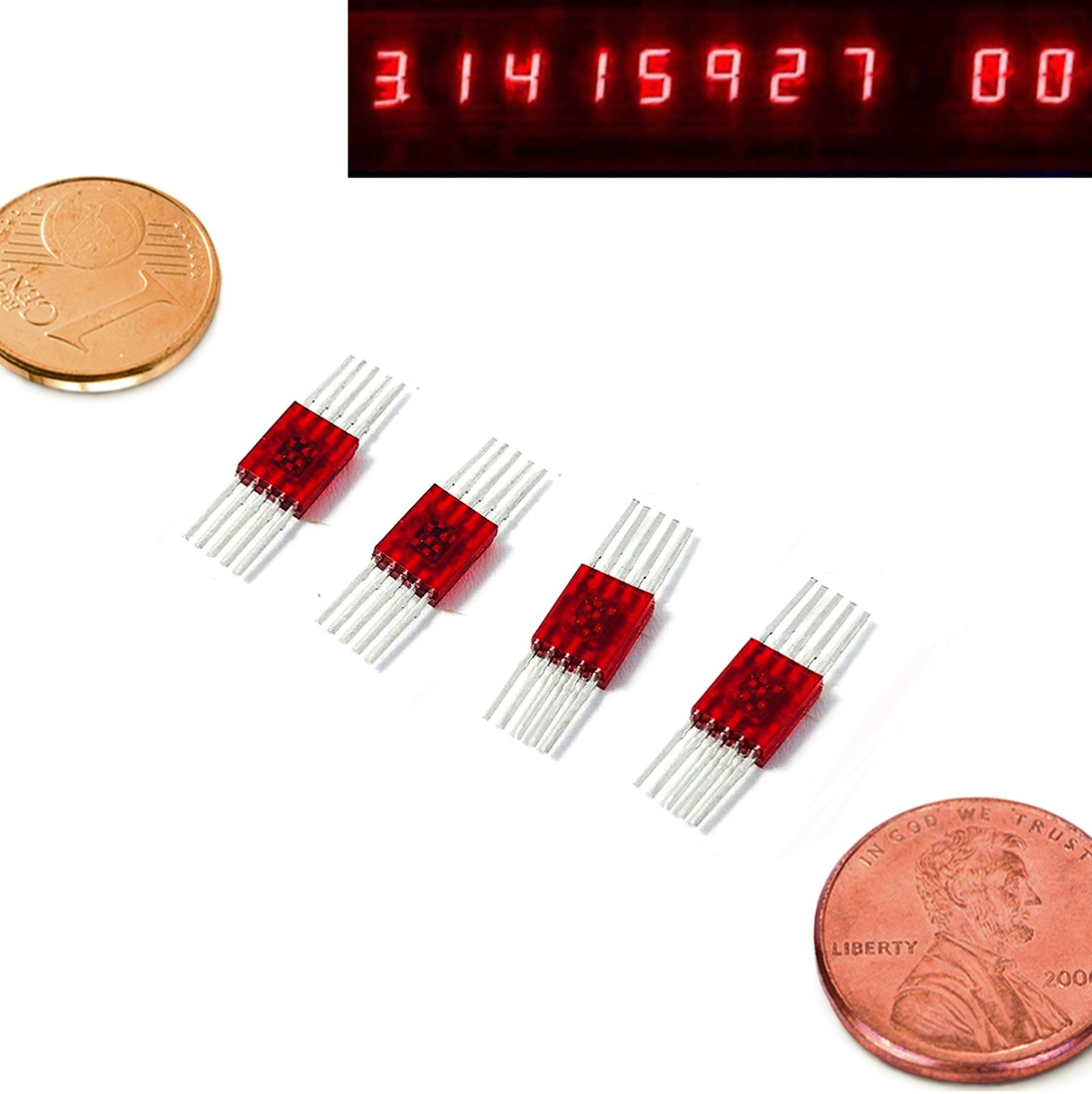 4pcs 7 segment LED Display Numeric Symbol 3mm Red ALS314A AL304A SEL620 USSR