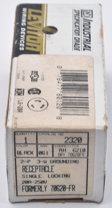 Five 5 Leviton 2320 NEMA L6-20R 20 Amp 250 Volt Flush Mount Locking Receptacle