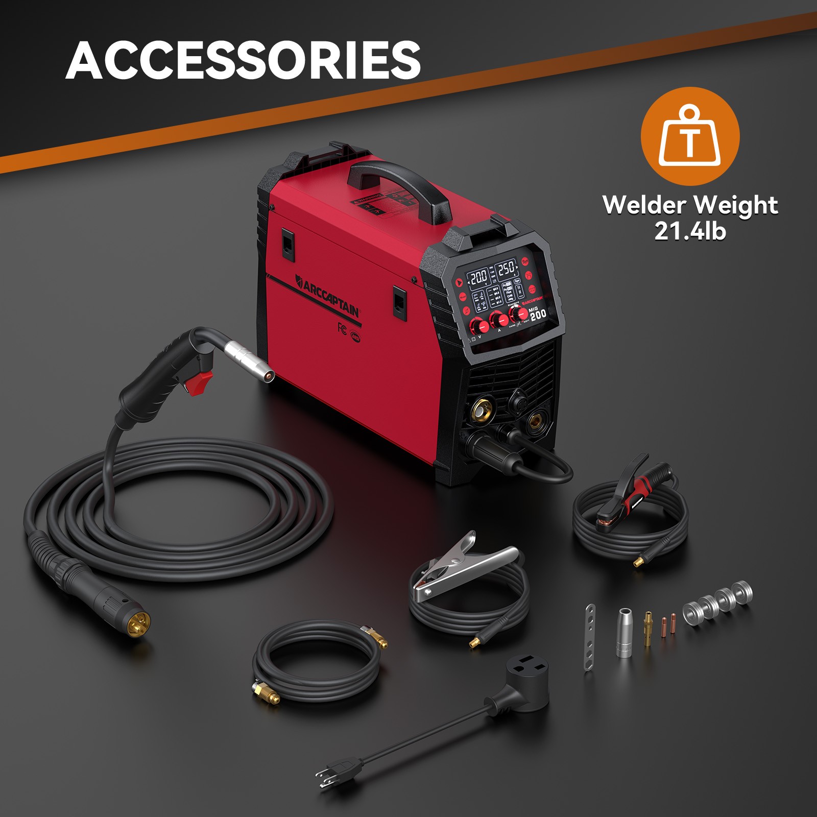 6IN1 MIG Welder 200A Multi Process w/Gasless Flux Core Stick Lift TIG 110V/220V