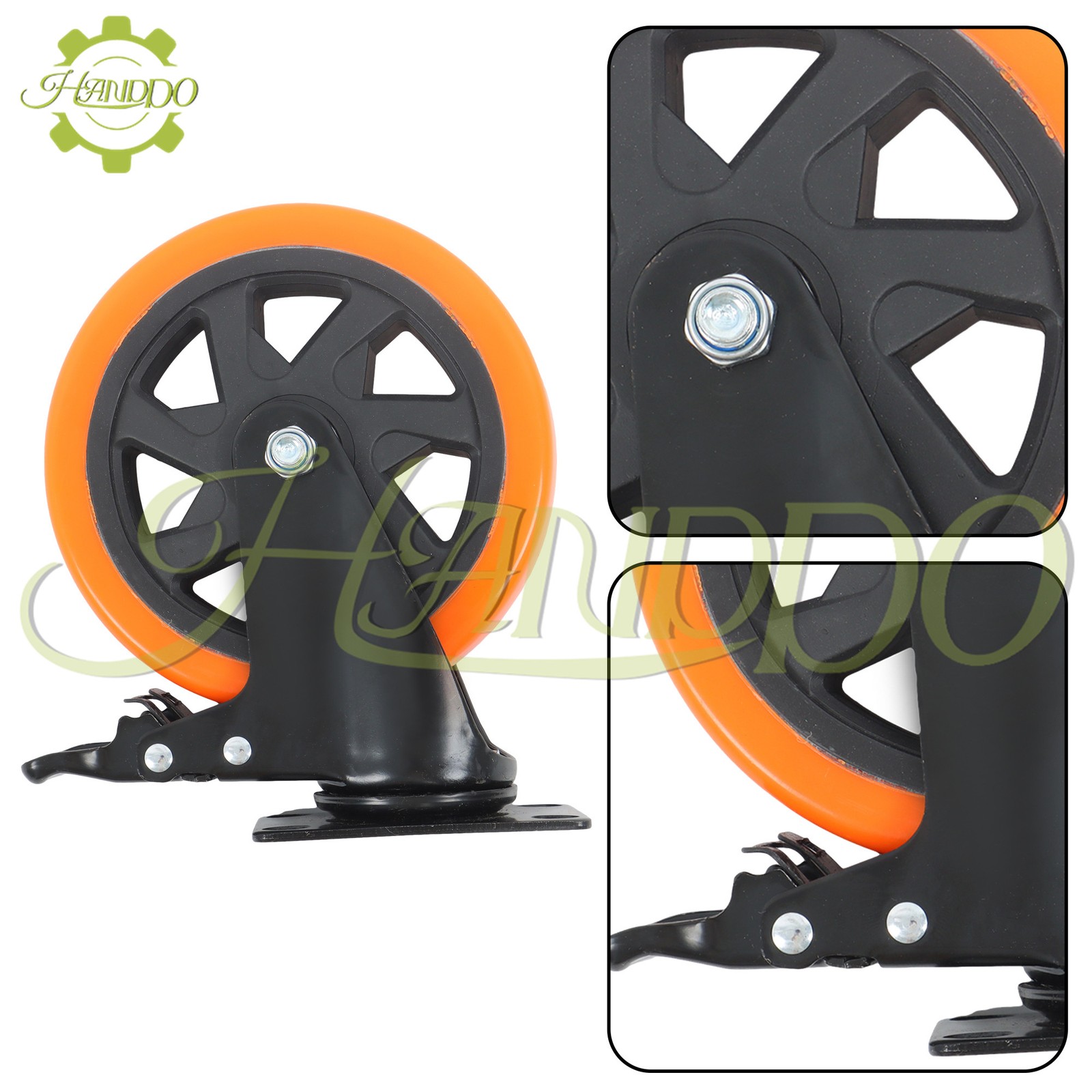 Caster Wheels Swivel Plate Casters 4 Pack 6 inch Heavy Duty with Locking Brake