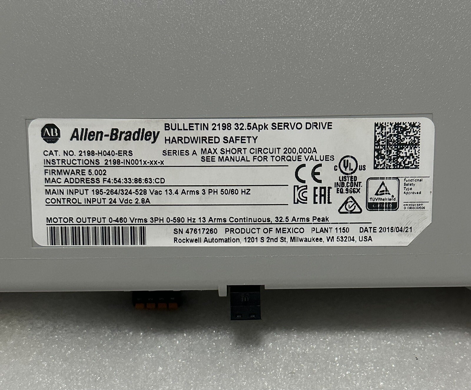 ALLEN-BRADLEY CAT. NO. 2198-H040-ERS