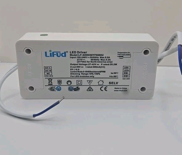 Lifud LF-GDE030YF0600U 25.2W LED Driver 600mA Constant Current 0-10V Dimming