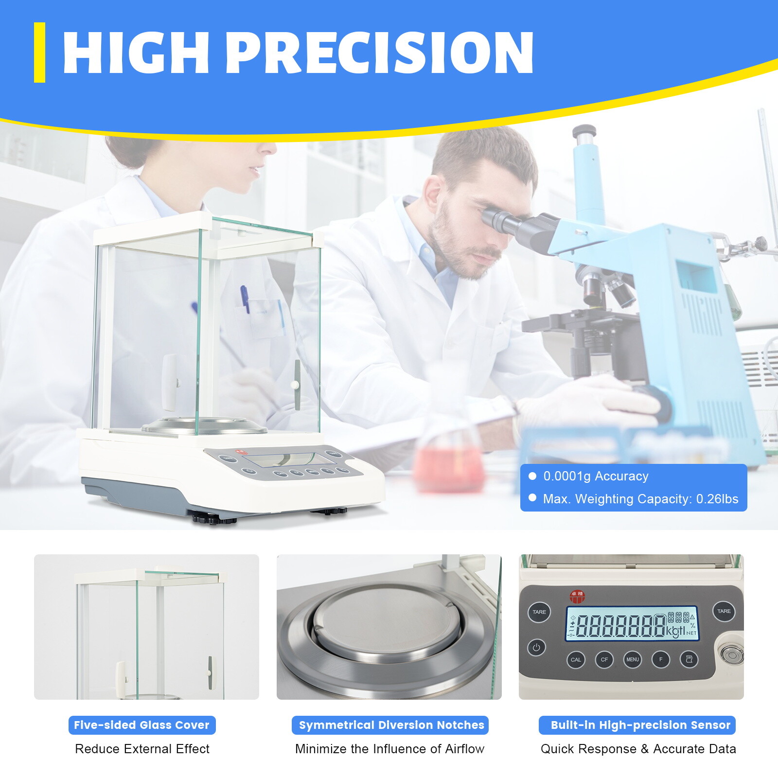 120 x 0.0001g 0.1mg Digital Electronic Analytical Balance Precision Lab Scale