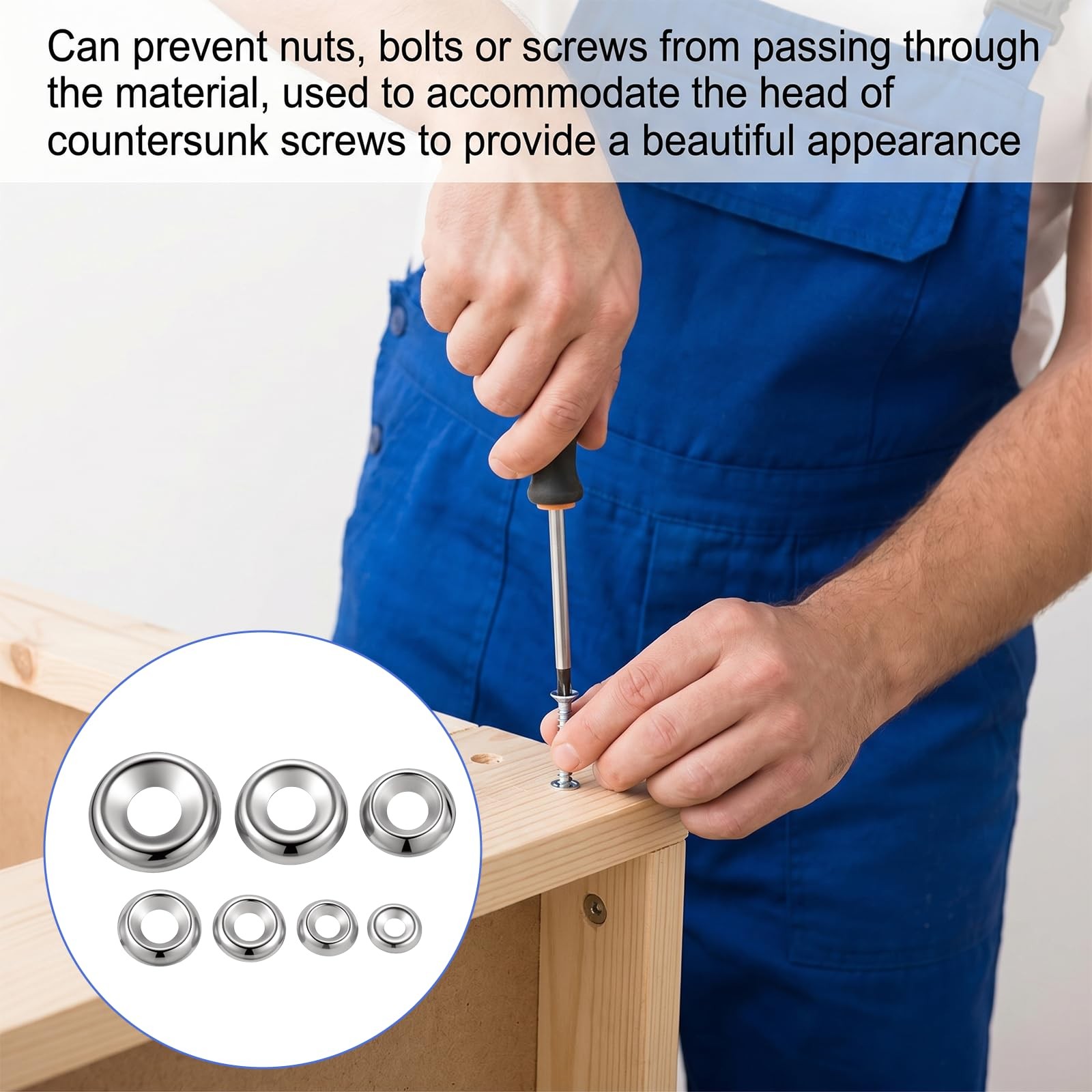 200 Pcs Finish Washers Countersunk Washers 7 Sizes Stainless Steel Cup Assort…