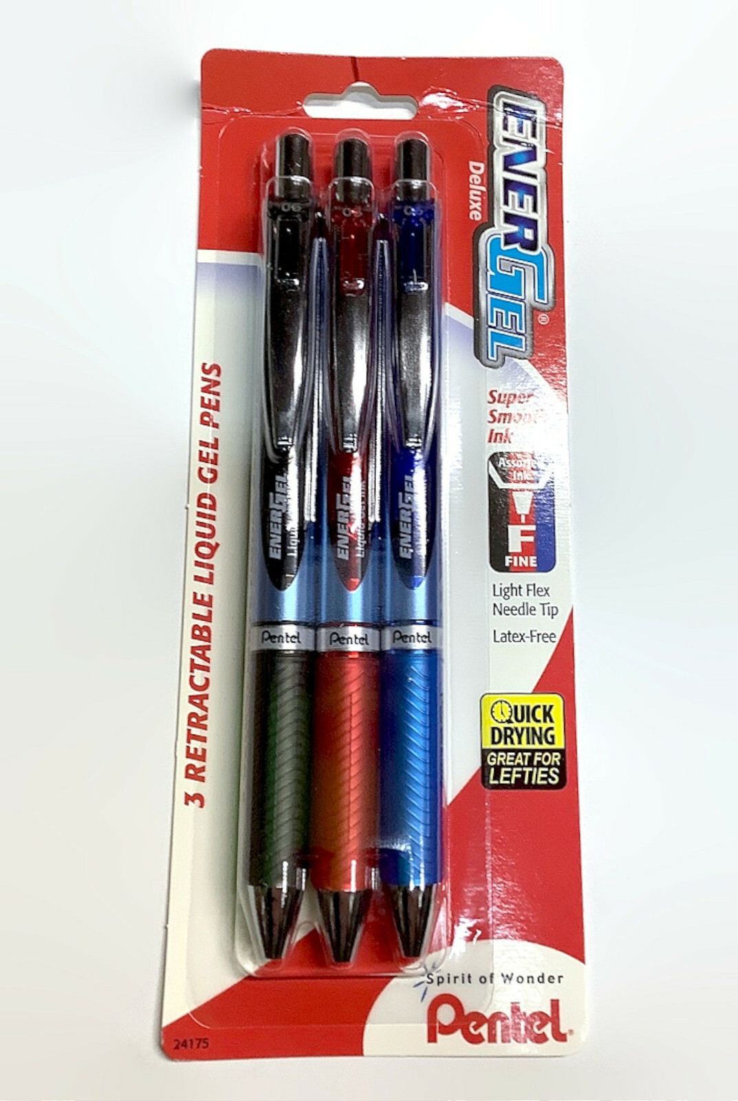 NEW Pentel EnerGel RTX 3-Pack Liquid Gel Pen Deluxe Assorted Colors .5mm BLN75