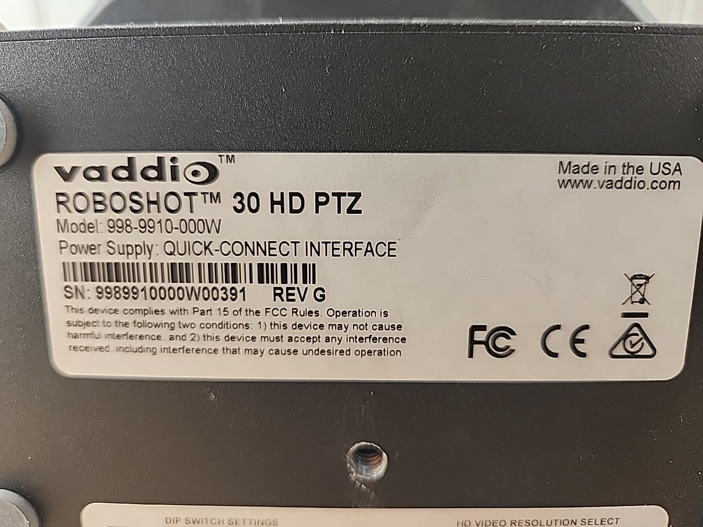 Vaddio RoboSHOT 30 HD PTZ Conference Camera 998-9910-000W