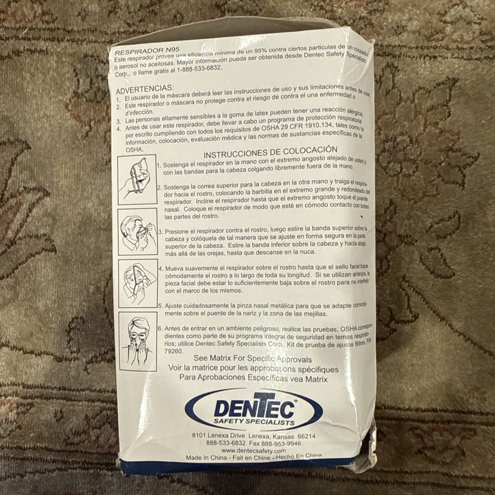 Dentec 8210 N95 Particulate Respirator, 20 Masks Per Box