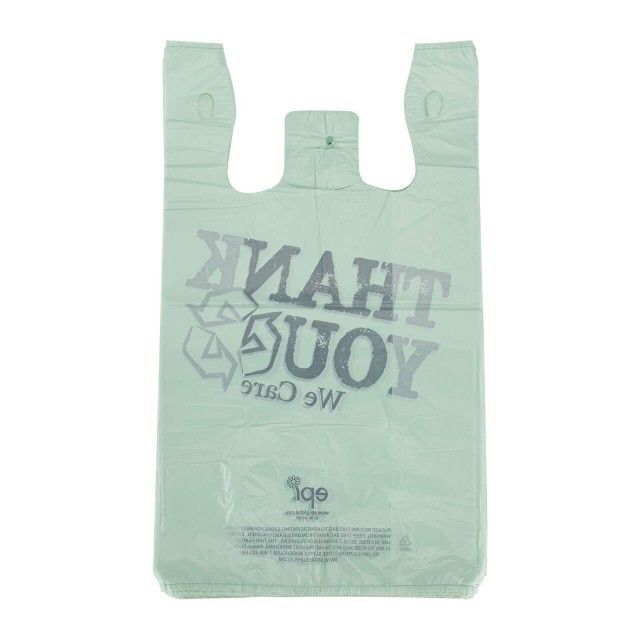 Plastic T-Shirt Bags 500 Shopping Retail 11½” x 6″ x 21 Recycled Thank You Green