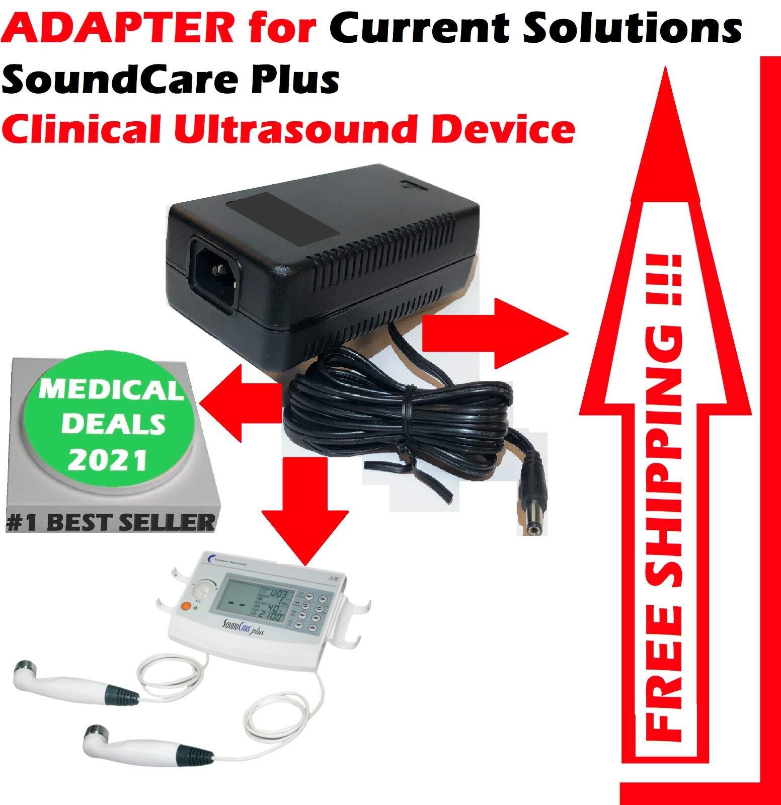 NEW Medical Grade ADAPTER for CURRENT SOLUTIONS SoundCare Plus Ultrasound DQ9275