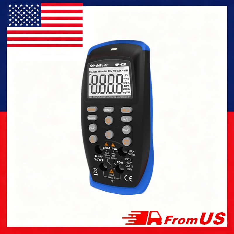 Digital Multimeter 6000C TRMS 600V 10A 60MΩ 200kHz Auto-Range NCV Data Hold