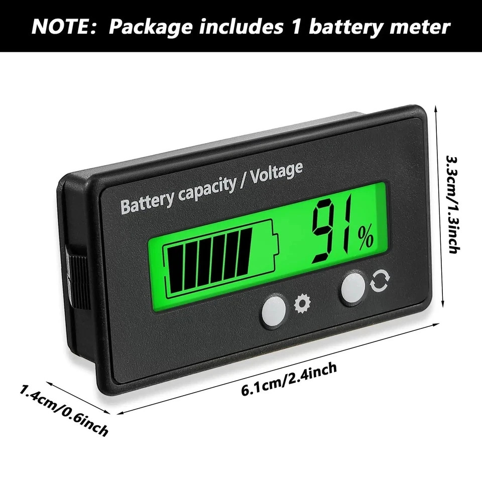 12V 24V 36V 48V Battery Capacity Indicator Golf Cart Voltage Meter with LCD