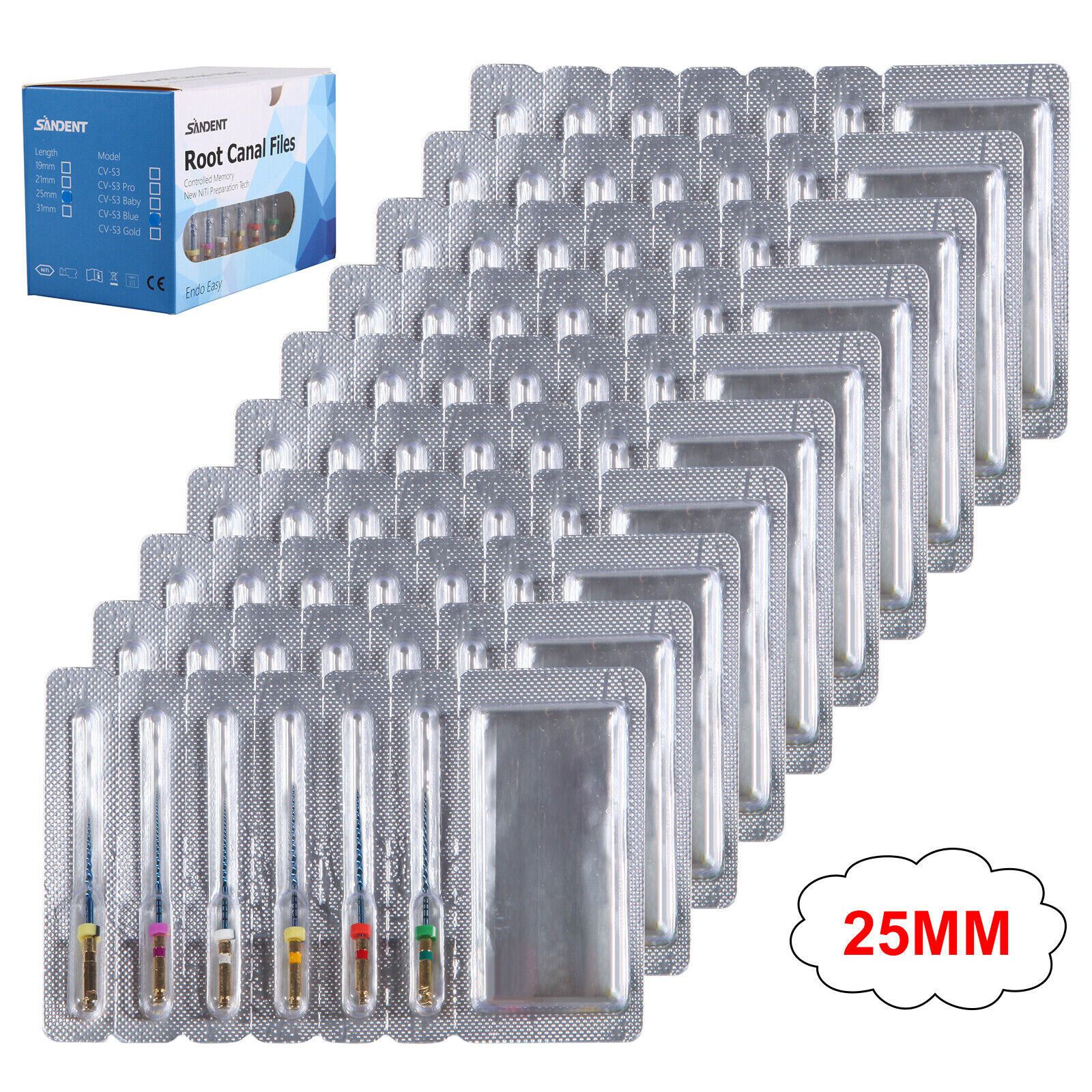 Dental Endodontic Endo Memory Engine Rotary Root Canal NiTi File 25mm files 6PCS