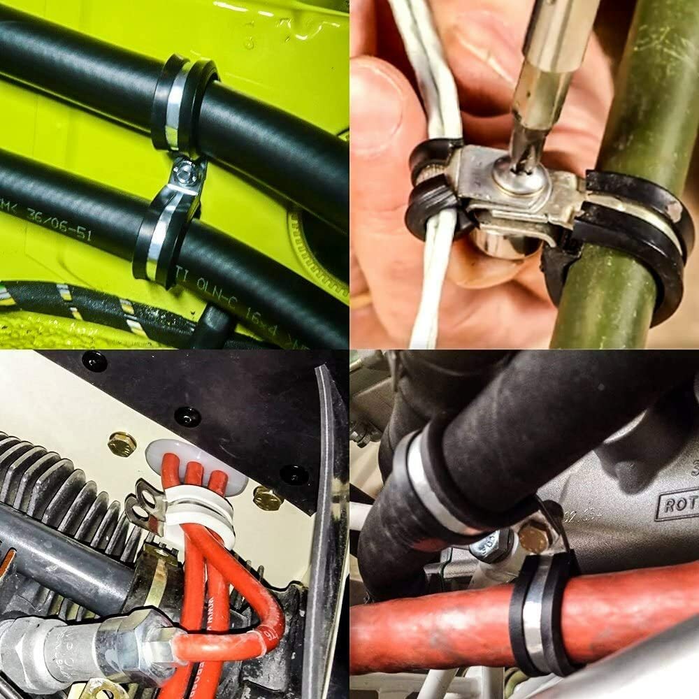 10pcs 1″ Inch Cable Clamp Rubber Cushioned Insulated Clamp 304 Stainless Steel