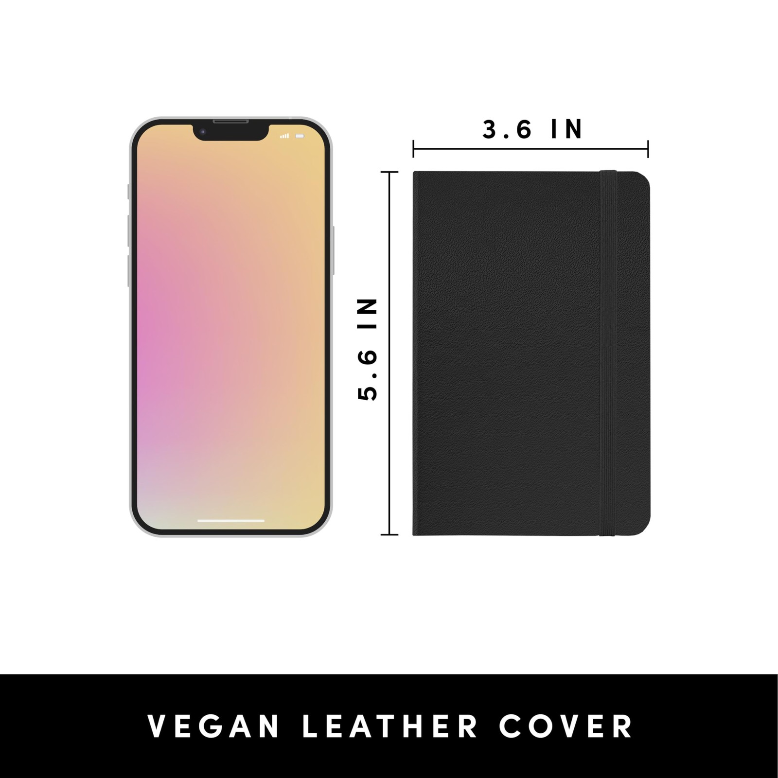 PAPERAGE Lined Pocket Journal Notebook, 1 Pack, (Black), 160 Single, Black