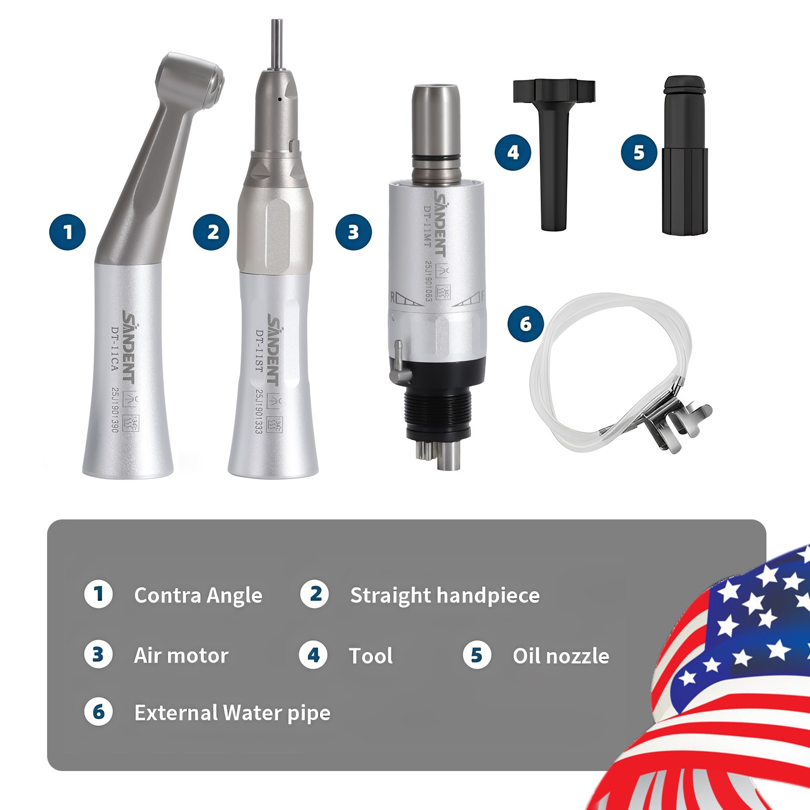 Dental 1:5 Increasing Handpiece Contra Angle LED Fit KAVO NSK Electric Motor USA