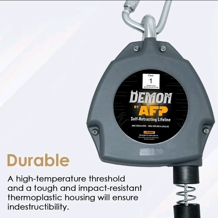 AFP Demon 30 FT Single Leg Self-Retracting Lifeline Cable Retractable | Steel Lo
