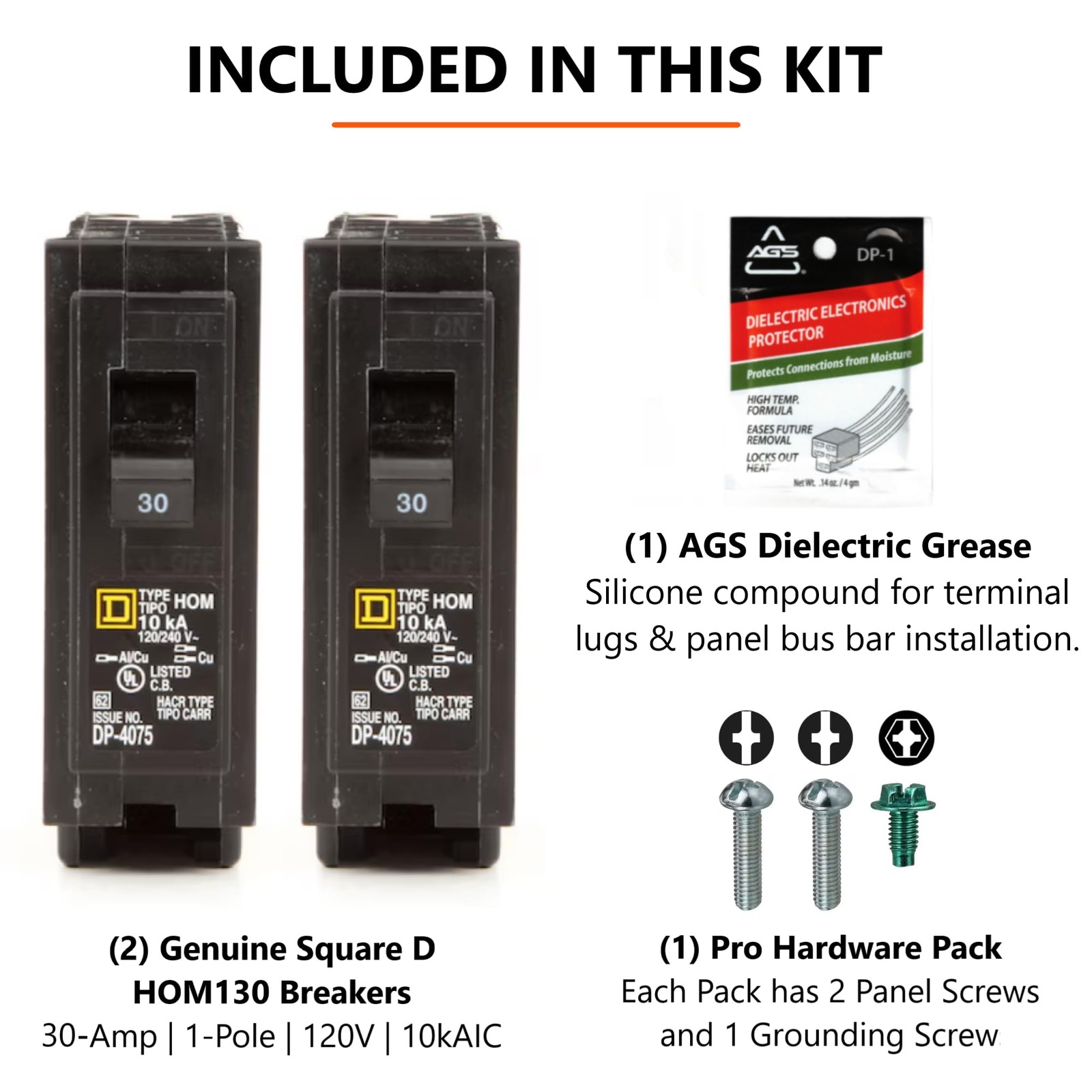 Genuine Square D HOM130 Circuit Breaker Kit Bundle (2 Pack), 30 Amp (30A) Sin…