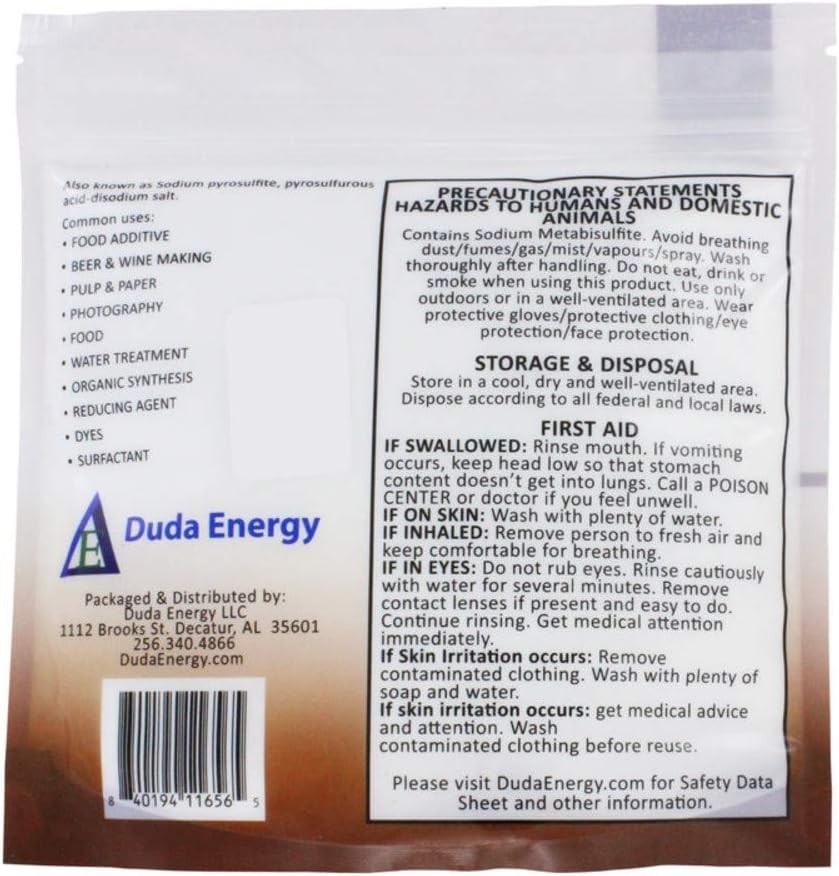 Versatile 1 lb Sodium Metabisulfite – Food & Photo Grade, Fine Granular Crystals