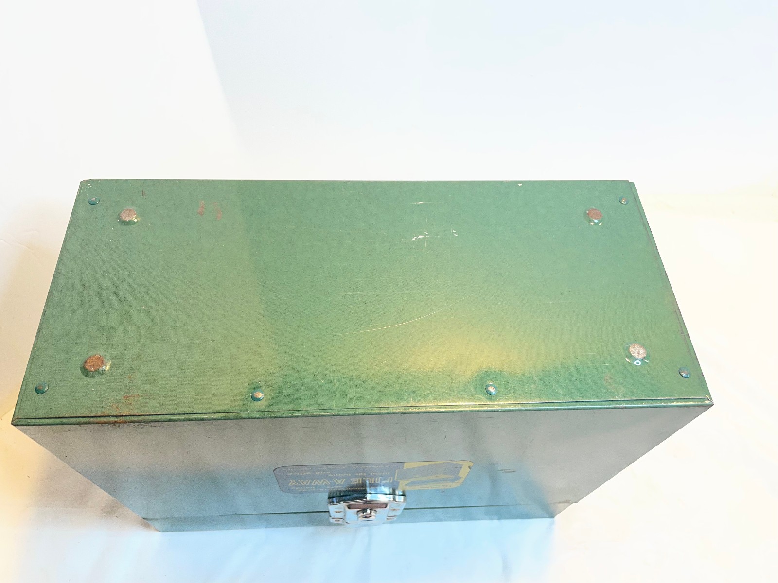 Vintage File A Way Personal Metal Storage Case Box Green No Key