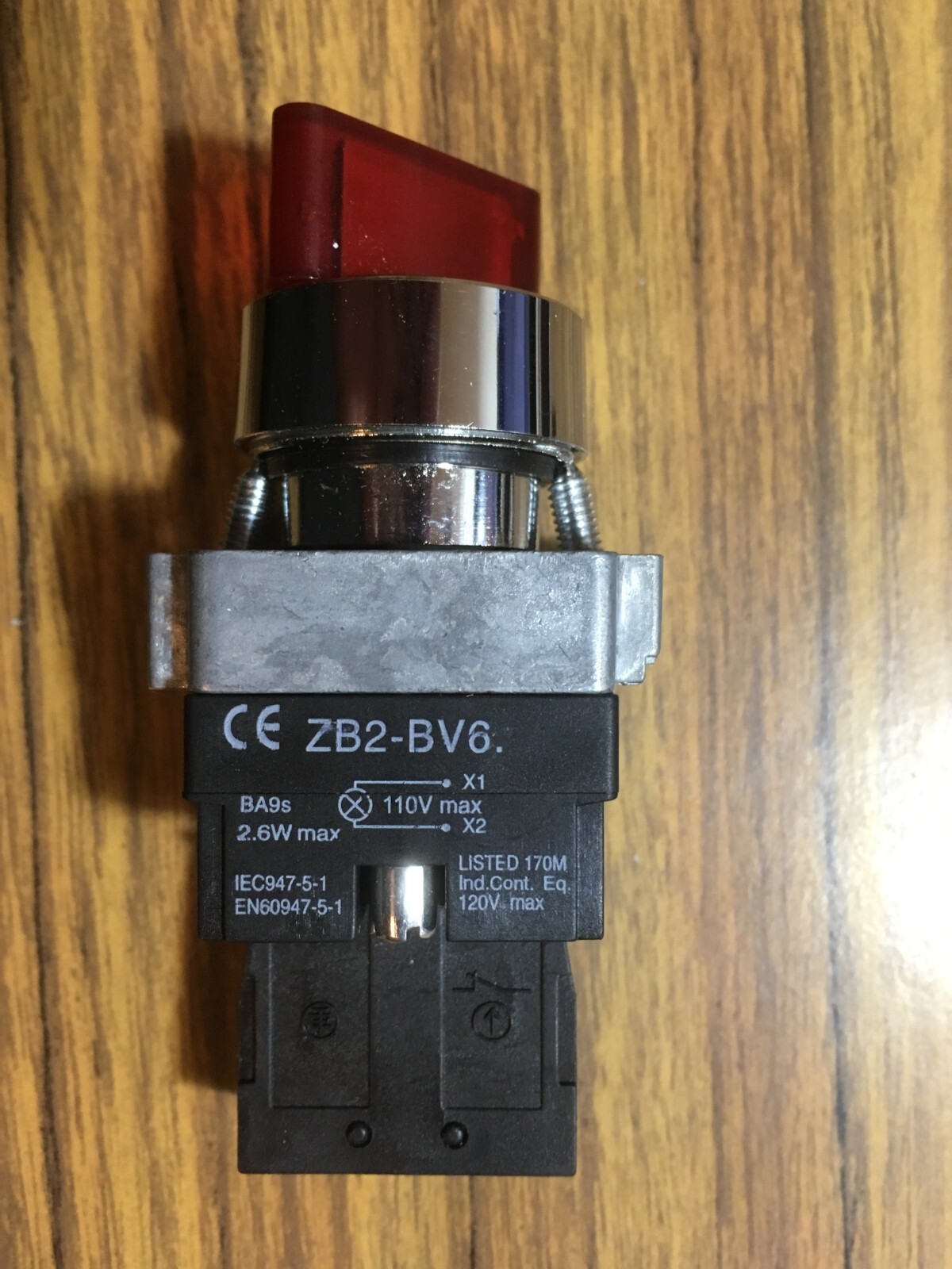 22mm illuminated 2-position selector switches N.C. metal base&bezel Red Knob