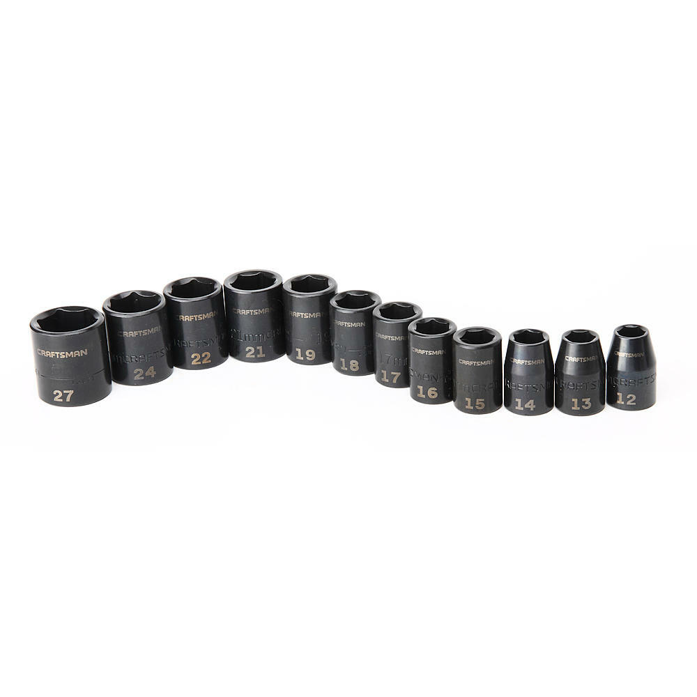 CRAFTSMAN 12-PC LASER IMPACT SOCKET METRIC SET 1/2″ DRIVE 6-PT WITH CASE