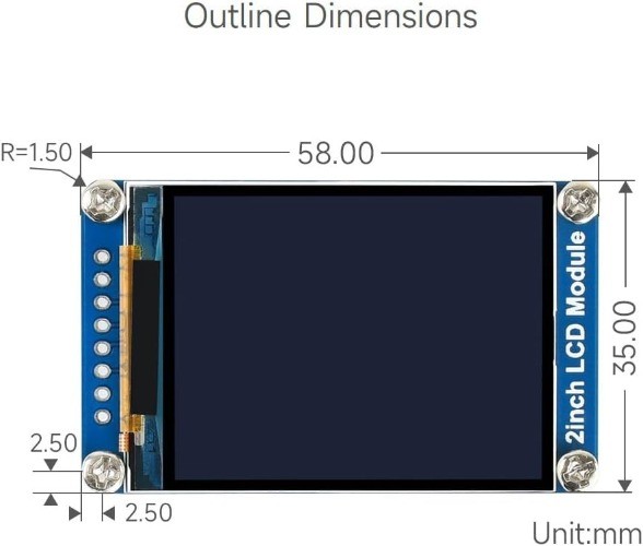 ST7789 IPS LCD Display Module 2 Inch 240×320 262K Color SPI Interface Raspberry
