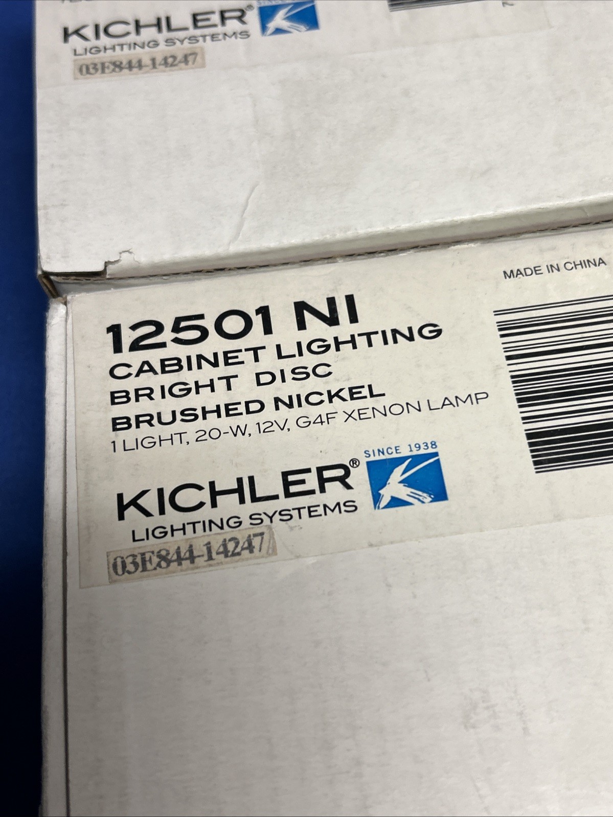 Two New Kichler Lighting 12501 NI Light G4F 12V 20W Undercabinet Brushed nickel