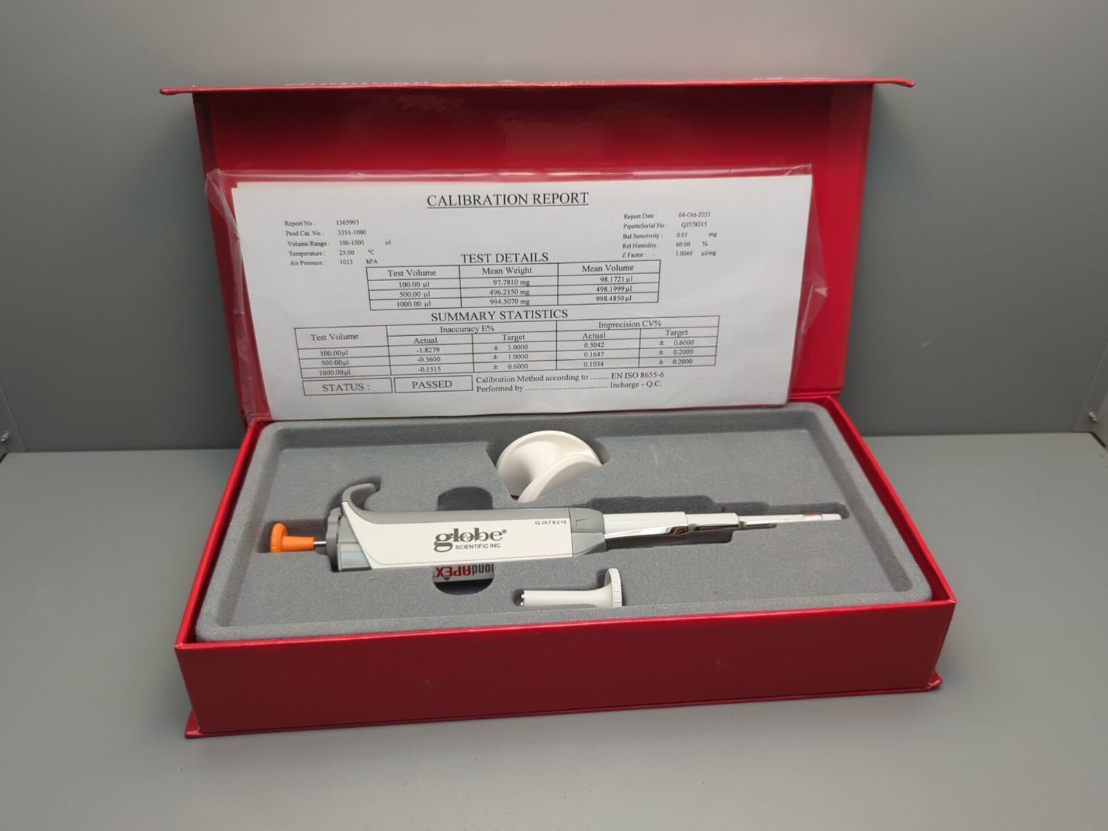 Globe Scientific 3351-1000- Pipette, Diamond Apex Fully Autoclavable, Adjustable