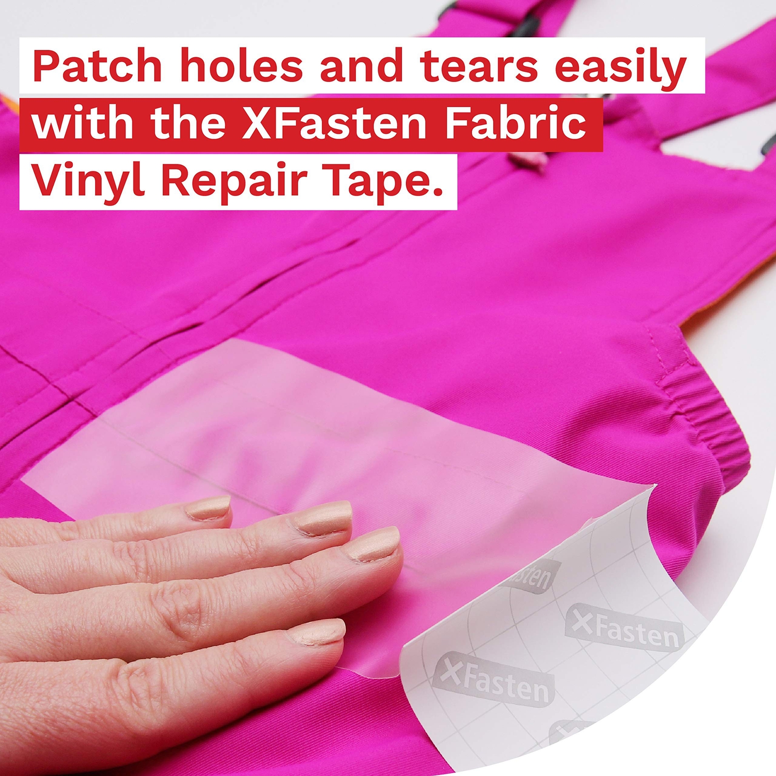 XFasten Fabric and Vinyl Repair Tape, Clear, 3-Inches by 20-Inches (2-Set)