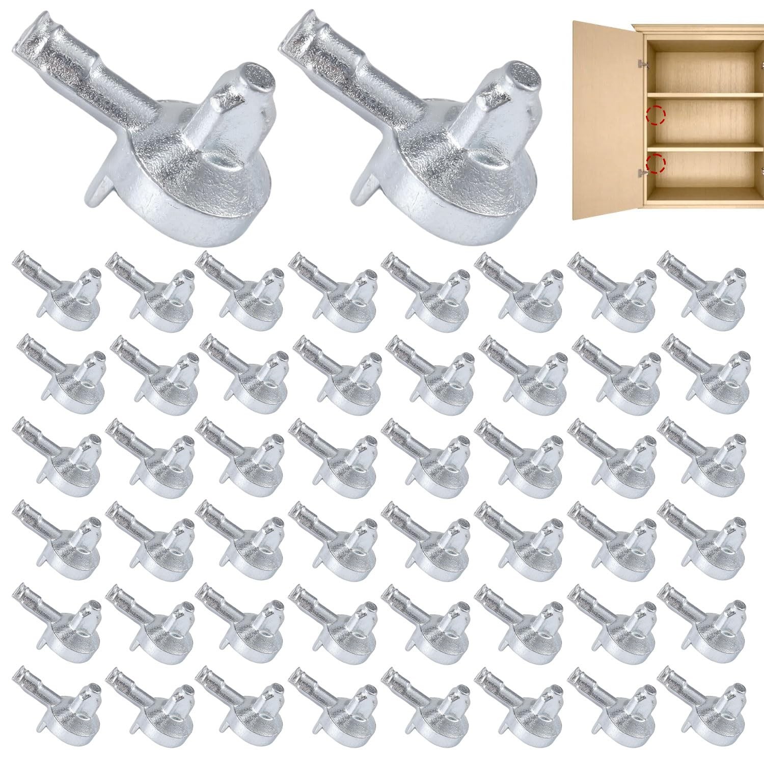 50pcs Shelf Pegs Compatible with IKEA Billy Bookcase (Part 131372), Silver